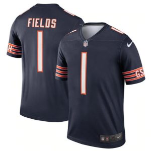 Chicago Bears #1 Justin Fields Navy Stitched Football Jersey