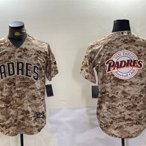 San Diego Padres Tan Camo Team Big Logo Cool Base Stitched Jersey
