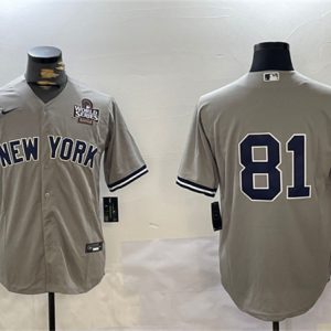 New York Yankees #81 Luis Gil Gray 2024 World Series Cool Base Stitched Jersey