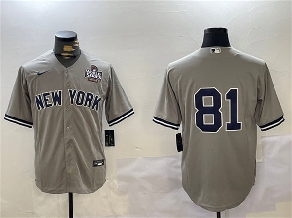 New York Yankees #81 Luis Gil Gray 2024 World Series Cool Base Stitched Jersey