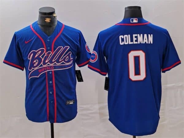 Buffalo Bills #0 Keon Coleman Blue With Patch Cool Base Stitched Jersey