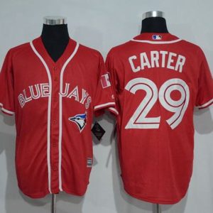 Blue Jays #29 Joe Carter Red New Cool Base Canada Day Stitched Jersey