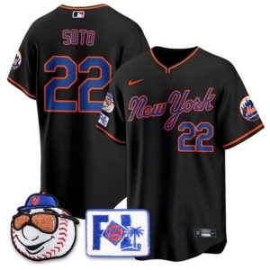 New York Mets #22 Juan Soto Black 2025 Spring Training Stitched Jersey