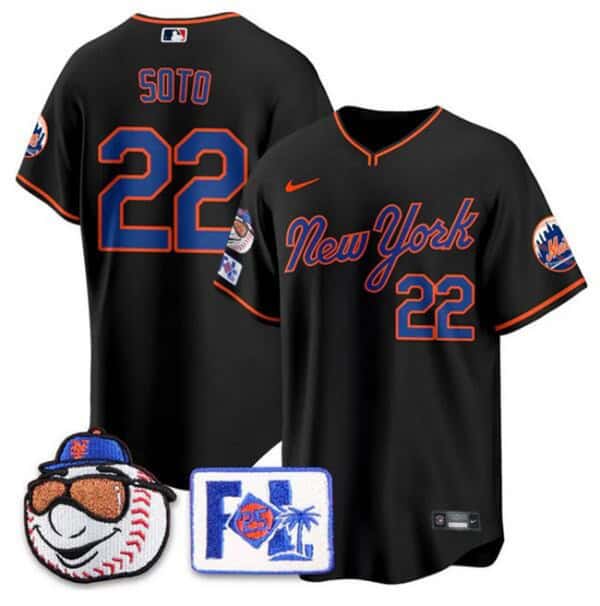 New York Mets #22 Juan Soto Black 2025 Spring Training Stitched Jersey