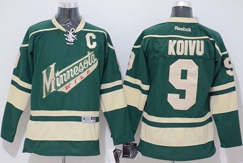 Wild #9 Mikko Koivu Stitched Green Jersey