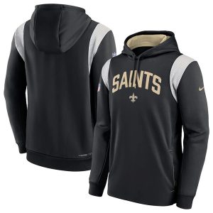 New Orleans Saints Black Sideline Stack Performance Pullover Hoodie 001