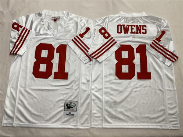 New York Giants #81 Terrell Owens White Throwback Football Stitched Jersey