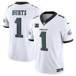 Philadelphia Eagles #1 Jalen Hurts White 2024 F.U.S.E. With 4-Star C Patch Vapor Untouchable Limited Stitched Jersey