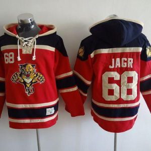 Panthers #68 Jaromir Jagr Red Sawyer Hooded Sweatshirt Stitched Jersey
