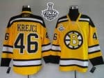 Bruins Stanley Cup Finals Patch #46 David Krejci Stitched Winter Classic Yellow Jersey