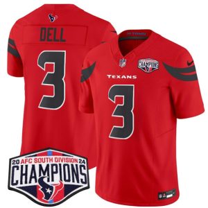 Houston Texans #3 Tank Dell Red F.U.S.E. 2024 AFC South Division Champions Vapor Limited Stitched Jersey
