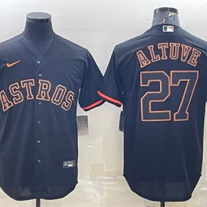 Houston Astros #27 Jose Altuve Black Cool Base Stitched Jersey