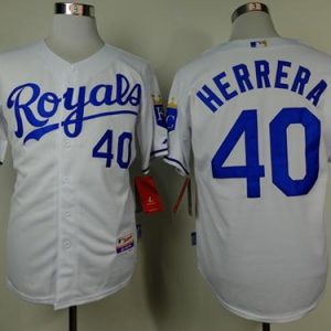Royals #40 Kelvin Herrera White Cool Base Stitched Jersey