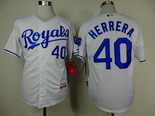 Royals #40 Kelvin Herrera White Cool Base Stitched Jersey