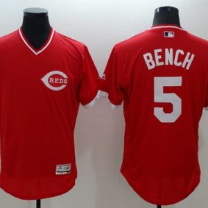 Reds #5 Johnny Bench Red Flexbase Authentic Collection Cooperstown Stitched Jersey