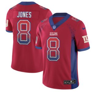 New York Giants #8 Daniel Jones Red Drift Fashion Color Rush Limited Stitched Jersey.