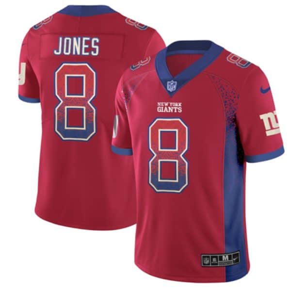 New York Giants #8 Daniel Jones Red Drift Fashion Color Rush Limited Stitched Jersey.