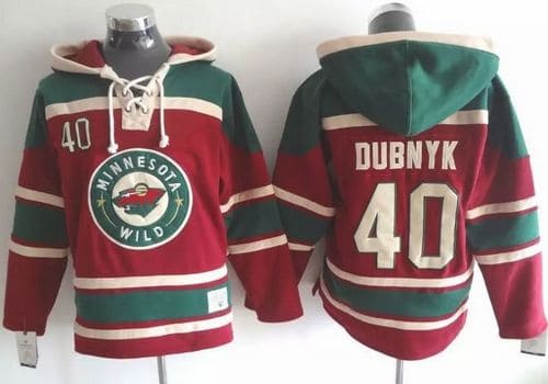 Wild #40 Devan Dubnyk Red Sawyer Hooded Sweatshirt Stitched Jersey