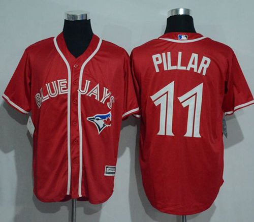 Blue Jays #11 Kevin Pillar Red New Cool Base Canada Day Stitched Jersey