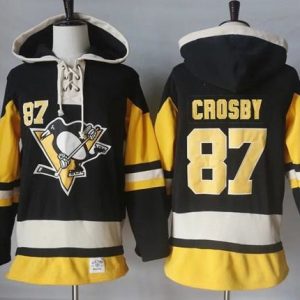 Penguins #87 Sidney Crosby Black Alternate Sawyer Hooded Sweatshirt Stitched Jersey