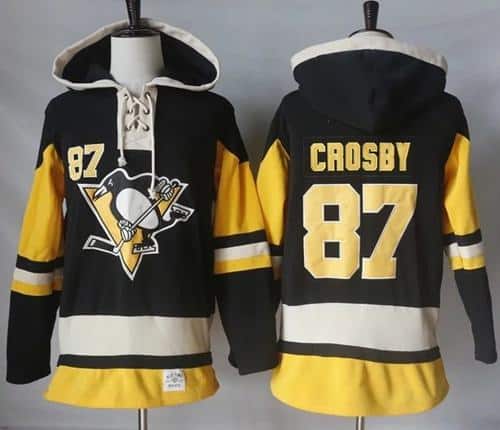 Penguins #87 Sidney Crosby Black Alternate Sawyer Hooded Sweatshirt Stitched Jersey