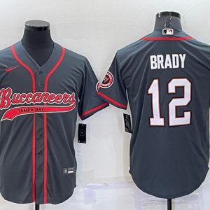 Tampa Bay Buccaneers #12 Tom Brady Gray Cool Base Stitched Baseball Jersey
