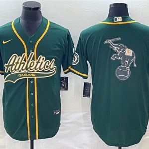 Oakland Athletics Green Team Big Logo Cool Base Stitched Jersey 001
