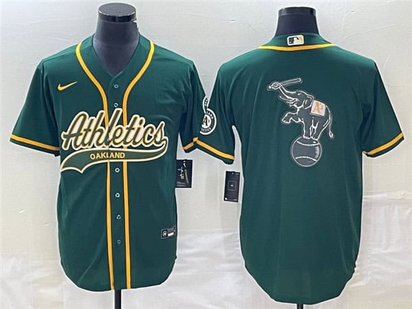 Oakland Athletics Green Team Big Logo Cool Base Stitched Jersey 001