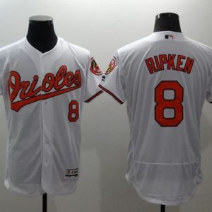 Orioles #8 Cal Ripken White Flexbase Authentic Collection Stitched Jersey