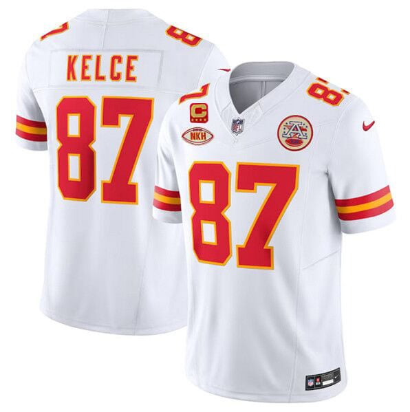 Kansas City Chiefs #87 Travis Kelce White 2024 F.U.S.E. With "NKH" Patch And 4-Star C Patch Vapor Untouchable Limited Stitched Jersey