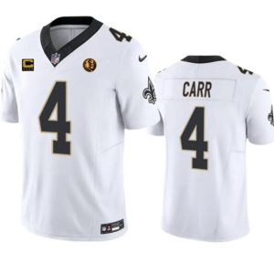 New Orleans Saints #4 Derek Carr White 2023 F.U.S.E. With 4-Star C Patch And John Madden Patch Vapor Limited Stitched Jersey