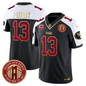 San Francisco 49ers #13 Brock Purdy Balck F.U.S.E. Golden Gate Bridge With 1-Star C Patch Alternate Vapor Limited Stitched Jersey
