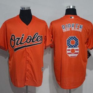 Orioles #8 Cal Ripken Orange USA Flag Fashion Stitched Jersey