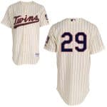 Mitchell And Ness Twins #29 Rod Carew Cream Black Strip Stitched Jersey