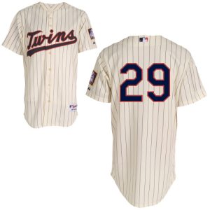 Mitchell And Ness Twins #29 Rod Carew Cream Black Strip Stitched Jersey