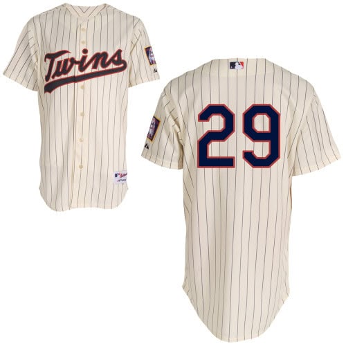 Mitchell And Ness Twins #29 Rod Carew Cream Black Strip Stitched Jersey