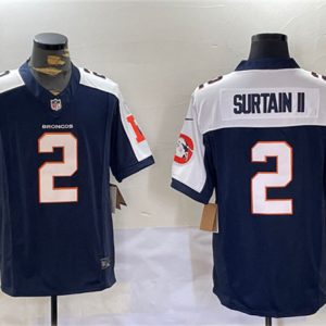 Denver Broncos #2 Patrick Surtain II Navy 2024 F.U.S.E. V2 Throwback Vapor Limited Alternate Stitched Jersey