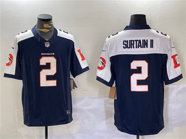 Denver Broncos #2 Patrick Surtain II Navy 2024 F.U.S.E. V2 Throwback Vapor Limited Alternate Stitched Jersey