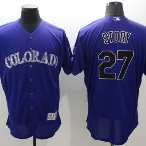 Rockies #27 Trevor Story Purple Flexbase Authentic Collection Stitched Jersey