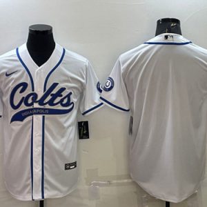 Indianapolis Colts Blank White Cool Base Stitched Baseball Jersey