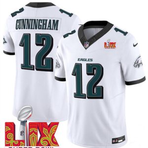 Philadelphia Eagles #12 Randall Cunningham White 2025 Super Bowl LIX Patch Vapor Untouchable Limited Stitched Jersey