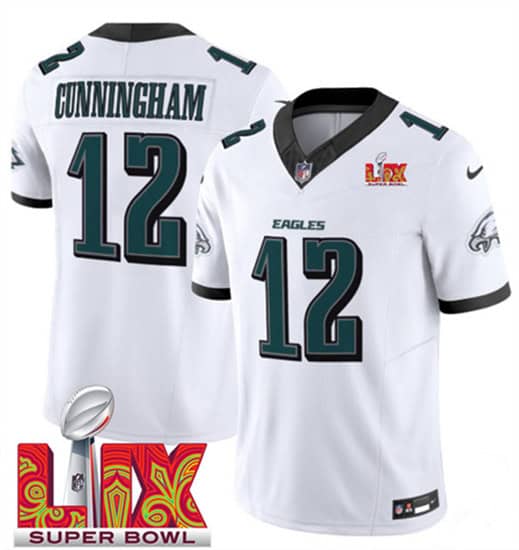 Philadelphia Eagles #12 Randall Cunningham White 2025 Super Bowl LIX Patch Vapor Untouchable Limited Stitched Jersey
