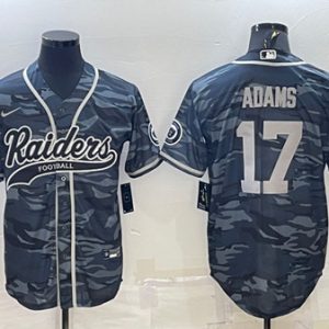 Las Vegas Raiders #17 Davante Adams Gray Camo With Patch Cool Base Stitched Baseball Jersey