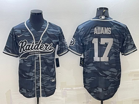 Las Vegas Raiders #17 Davante Adams Gray Camo With Patch Cool Base Stitched Baseball Jersey