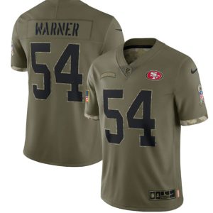 San Francisco 49ers #54 Fred Warner 2022 Olive Salute To Service Limited Stitched Jersey