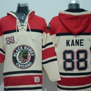 Blackhawks #88 Patrick Kane Cream Sawyer Hooded Sweatshirt Stitched Jersey