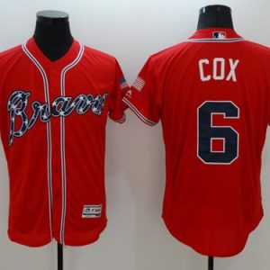 Braves #6 Bobby Cox Red Flexbase Authentic Collection Stitched Jersey