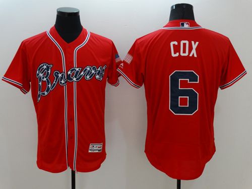 Braves #6 Bobby Cox Red Flexbase Authentic Collection Stitched Jersey