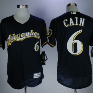 Milwaukee Brewers #6 Lorenzo Cain Navy Flexbase Stitched Jersey