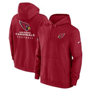 Arizona Cardinals Red Sideline Club Fleece Pullover Hoodie